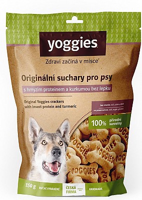 YOGGIES hypoalergenní bezlepkové suchary s hmyzím proteinem a kurkumou 150g