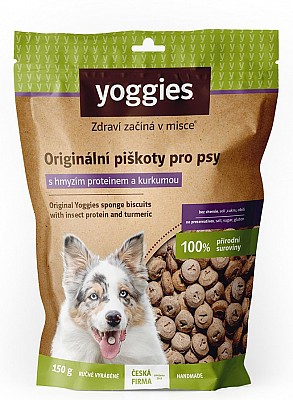 YOGGIES hypoalergenní bezlepkové piškoty s hmyzím proteinem a kurkumou 150g