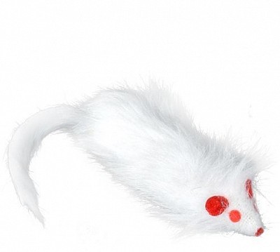 Myška bílá chlupatá 15cm