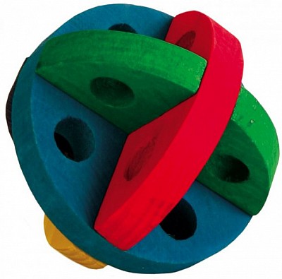 Dřevěný barevný míček na hraní a pamlsky 8cm