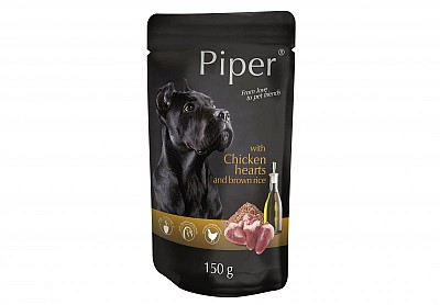 PIPER Dog kuřecí srdíčka s hnědou rýží 150g