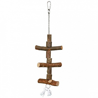 Závěsná hračka pro andulky 40cm, přírodní dřevo