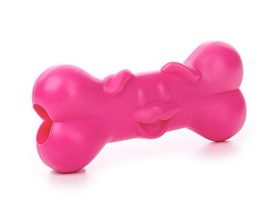 Kost pes  8cm, růžová, termoplast