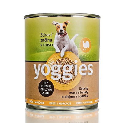 YOGGIES kousky krůtího masa s batáty a bodlákovým olejem 800g