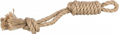Hrací lano s uzlovým peškem 35cm, konopí/bavlna