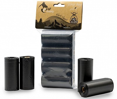 Náhradní sáčky na trus, velikost M, 4x role á 20 černých sáčků