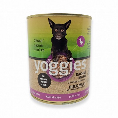 YOGGIES kachní maso s hruškou a jáhlami 800g