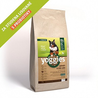 YOGGIES jehněčí a bílá ryba 15kg + konzerva Yoggies 800g