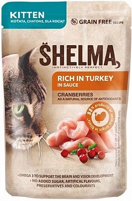 SHELMA Cat Kitten krůta a brusinka v omáčce 85g