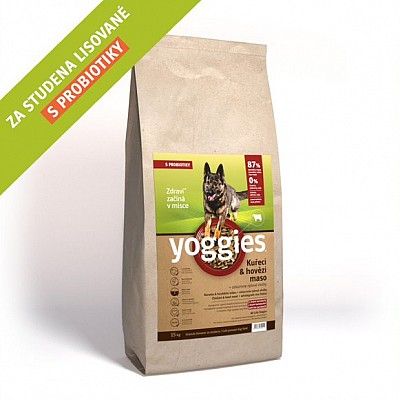 YOGGIES kuřecí a hovězí maso 15kg + konzerva Yoggies 800g