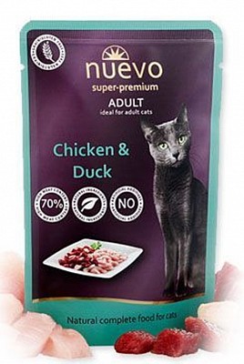 NUEVO Cat Super-Premium 85g Adult Chicken+Duck