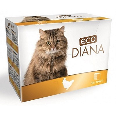 Eco DIANA Cat 12x 100g kuřecí kousky ve šťávě