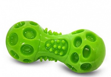 Dentální činka 14,2cm, termoplast, zvuk, zelená