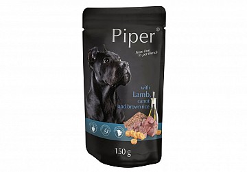 PIPER Dog jehněčí s mrkví a hnědou rýží 150g