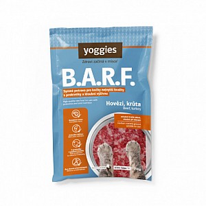YOGGIES B.A.R.F. hovězí a krůtí komplet s brusinkami, konopným olejem, probiotiky a kloubní výživou 250g