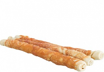 DentaFun tyčinka z bůvolí kůže obalená kuřecím masem 28cm, 3ks/250g