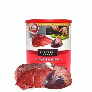 TOPSTEIN Hovězí a srdce v plechu 800g