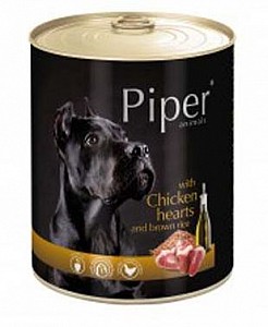 PIPER Dog kuřecí srdíčka s hnědou rýží 800g