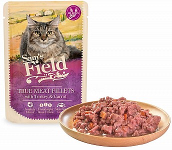 SAM´s FIELD True Meat Fillets with Turkey&Carrot 85g (krůtí filetky s karotkou)