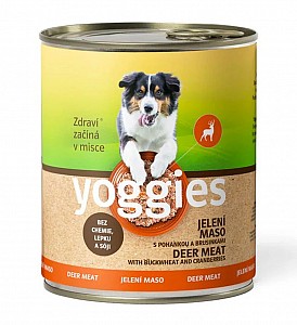 YOGGIES jelení maso s pohankou a brusinkami 800g