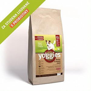 YOGGIES Minigranule kuřecí a hovězí maso 15kg + konzerva Yoggies 800g