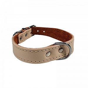 Obojek kožený d40cm/š26mm, Fido, béžový