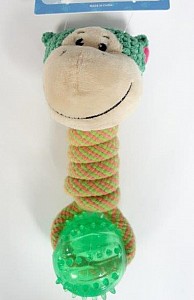 Přetahovadlo opička s míčkem 20cm, bavlna/termoplast