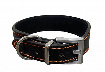 Obojek kožený, Carbon, oranž