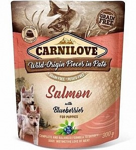 CARNILOVE Dog Pouch Paté 300g Salmon with Blueberries for puppies