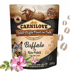 CARNILOVE Dog Pouch Paté Buffalo with Rose Petals 300g